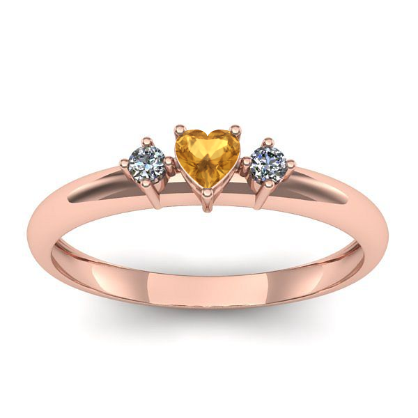 Inel cu citrin inima