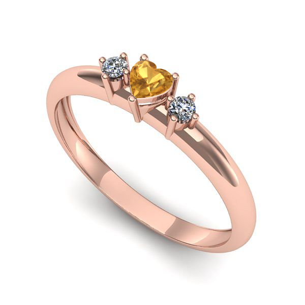 Inel logodna din aur roz cu citrin