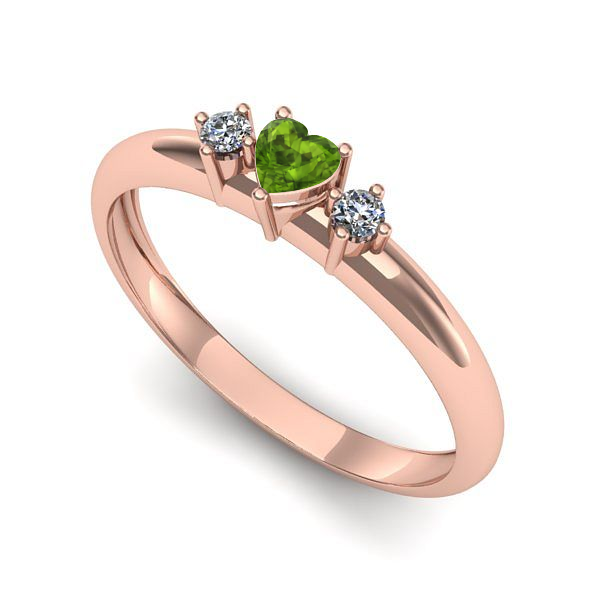 Inel de logodna din aur roz cu peridot