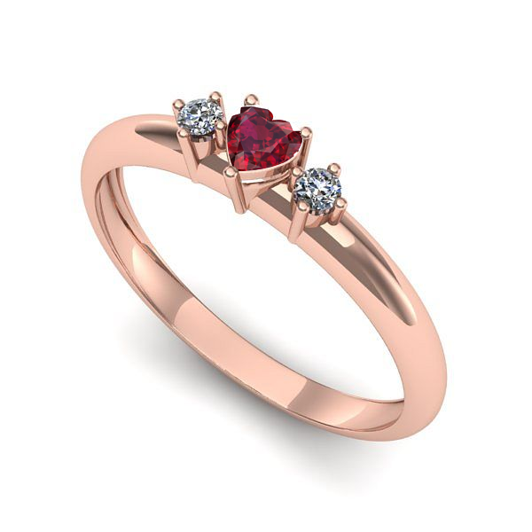 Inel din aur roz cu rubin