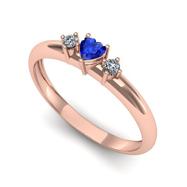 Inel logodna din aur roz cu safir