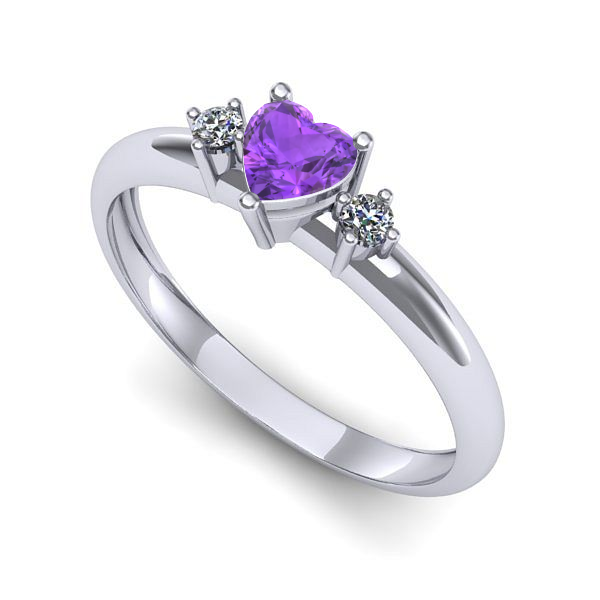 Inel din aur alb cu ametist