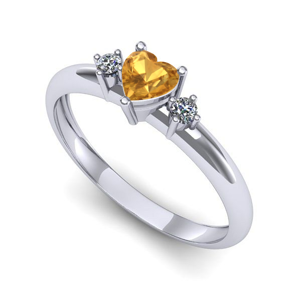 Inel din aur alb cu citrin