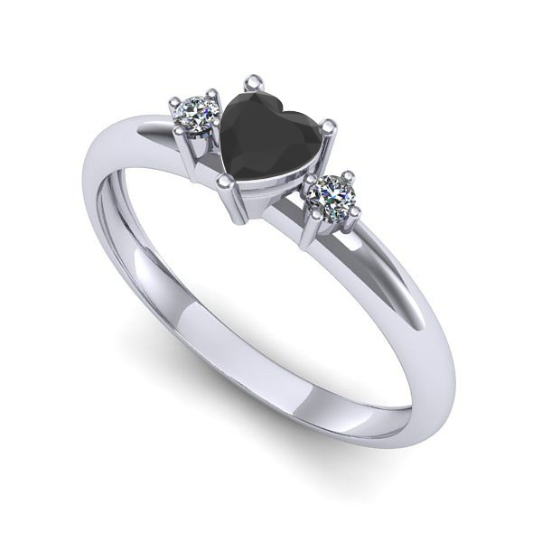 Inel de logodna din aur alb cu diamant negru