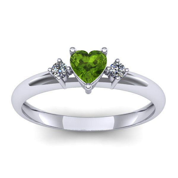 Inel de logodna cu peridot inima