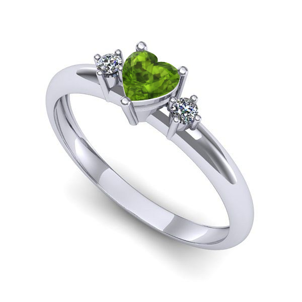 Inel din aur alb cu peridot