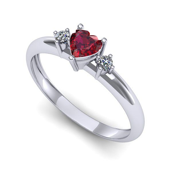 Inel de logodna din aur alb cu rubin