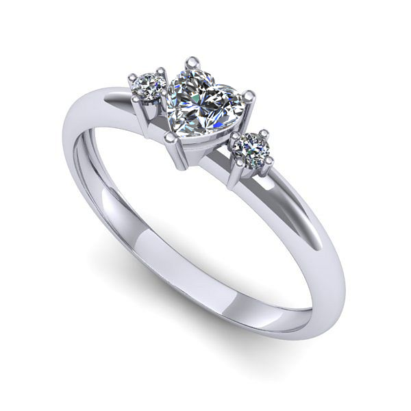 Inel de logodna din aur alb cu safir alb