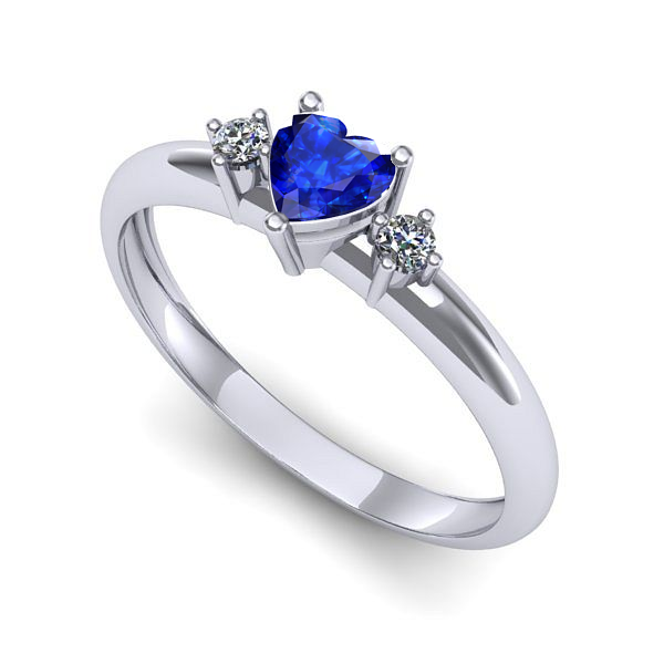 Inel logodna din aur alb cu safir