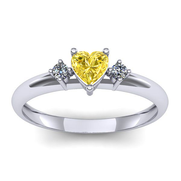 Inel logodna cu safir galben inima