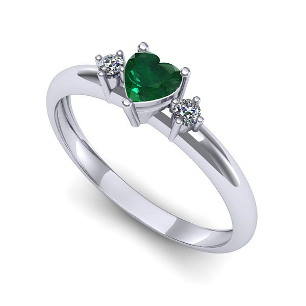 Inel de logodna din aur alb cu smarald