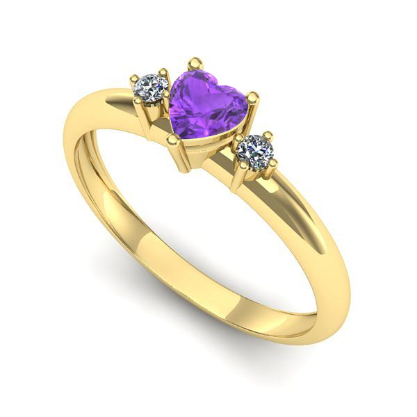 Inel logodna din aur galben cu ametist