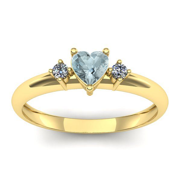 Inel de logodna cu aquamarin inima