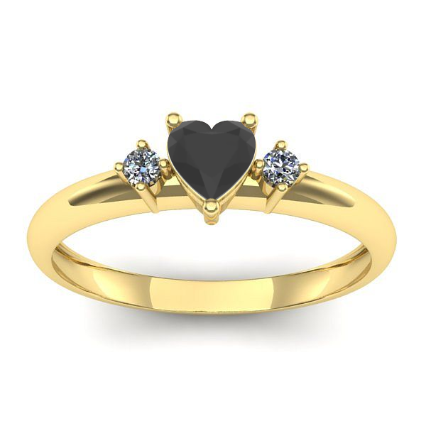 Inel cu diamant negru inima