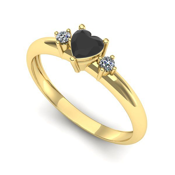 Inel logodna din aur galben cu diamant negru