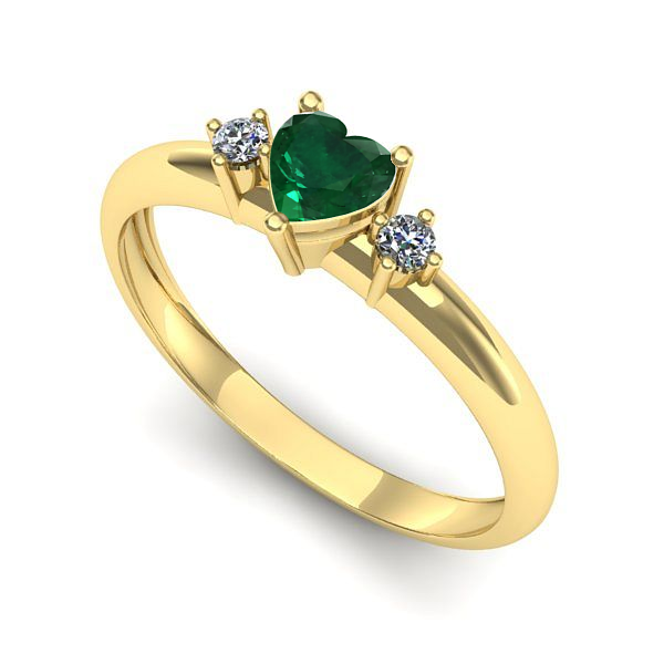 Inel logodna din aur galben cu smarald