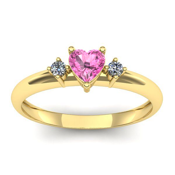 Inel de logodna cu safir roz inima
