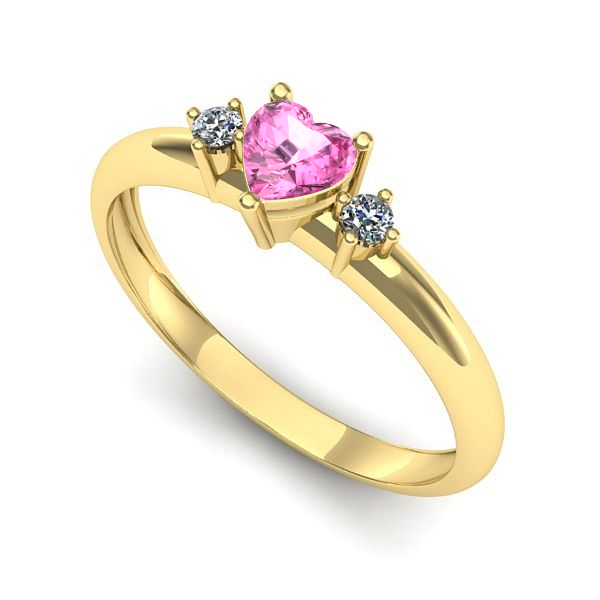 Inel logodna din aur galben cu safir roz