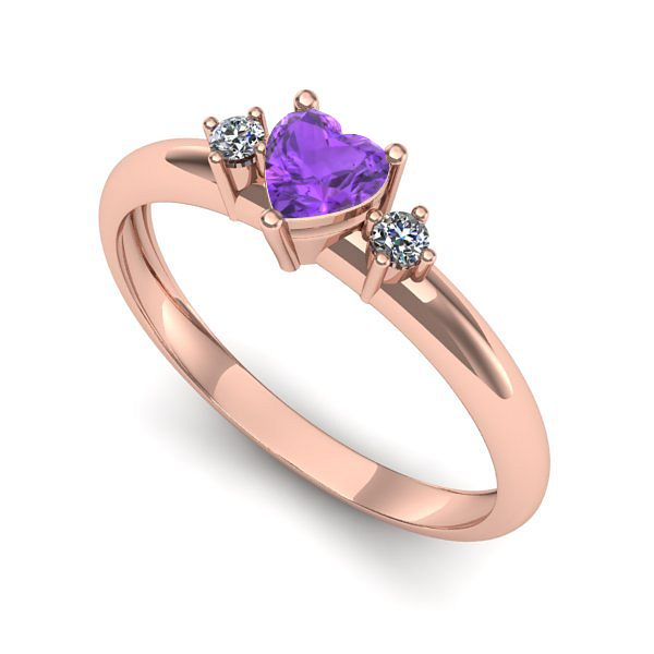 Inel logodna din aur roz cu ametist
