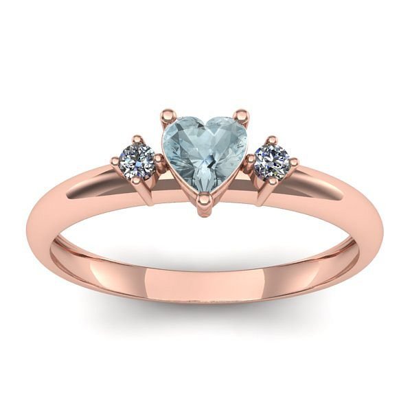 Inel de logodna cu aquamarin inima