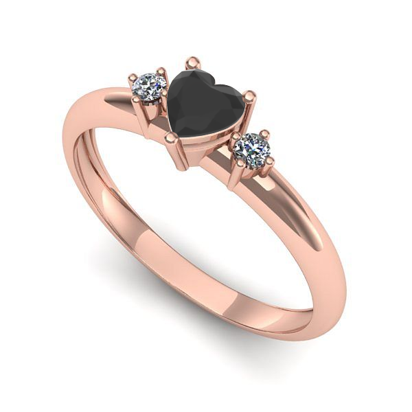 Inel din aur roz cu diamant negru