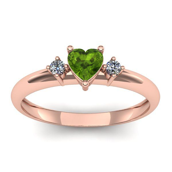 Inel de logodna cu peridot inima