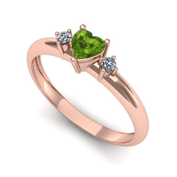 Inel din aur roz cu peridot