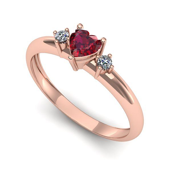 Inel de logodna din aur roz cu rubin
