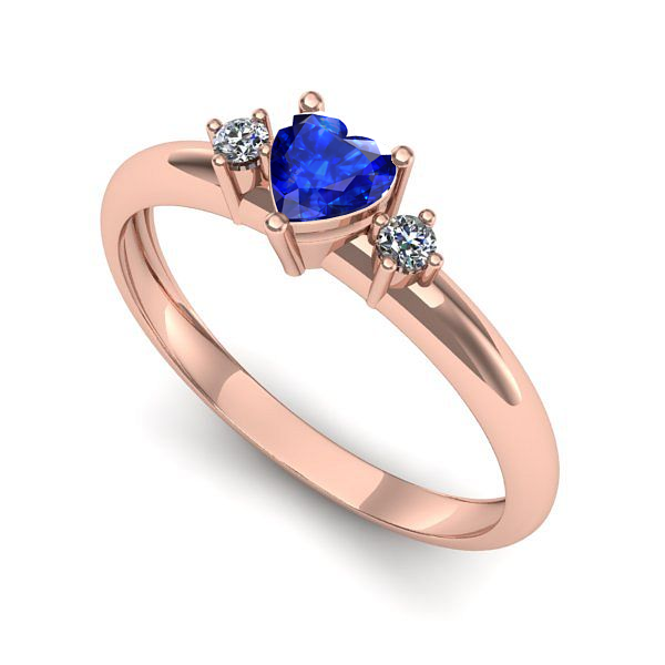 Inel din aur roz cu safir