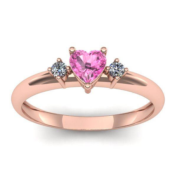 Inel cu safir roz inima