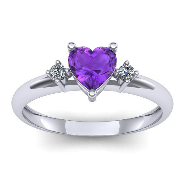 Inel cu ametist inima