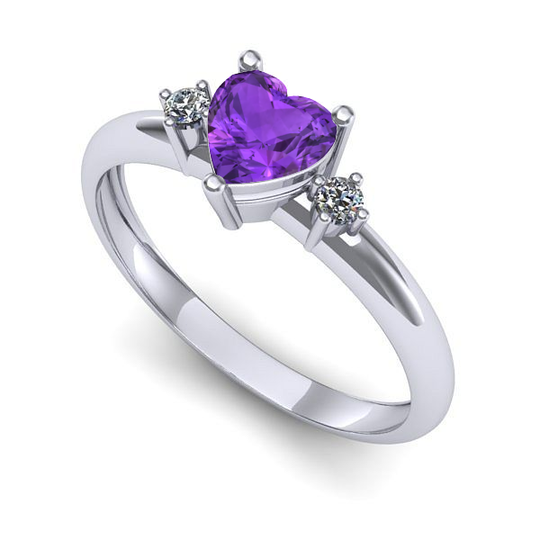 Inel logodna din aur alb cu ametist