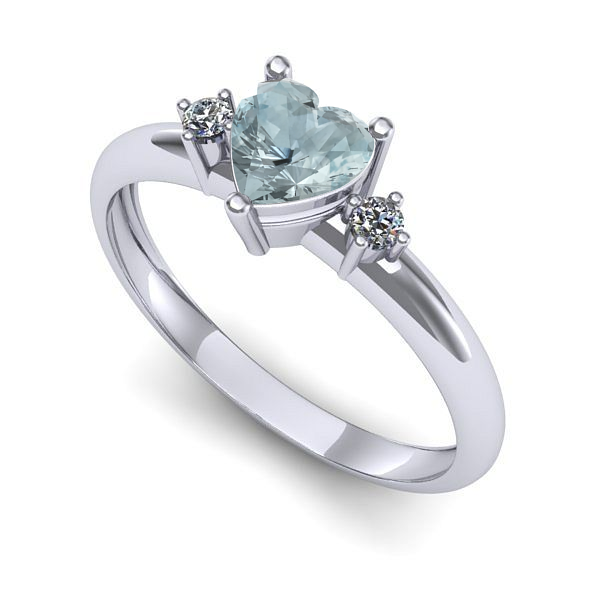 Inel logodna din aur alb cu aquamarin