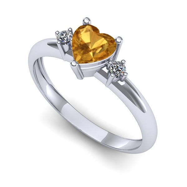 Inel logodna din aur alb cu citrin