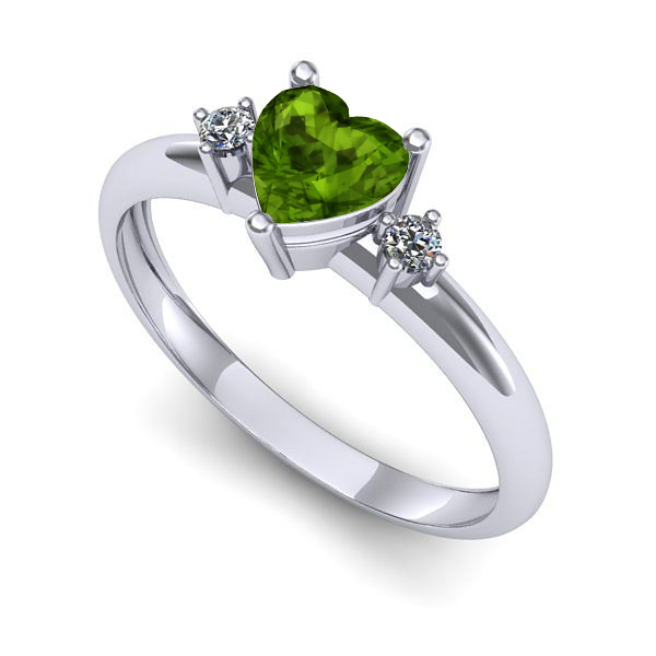 Inel de logodna din aur alb cu peridot