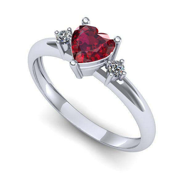 Inel din aur alb cu rubin