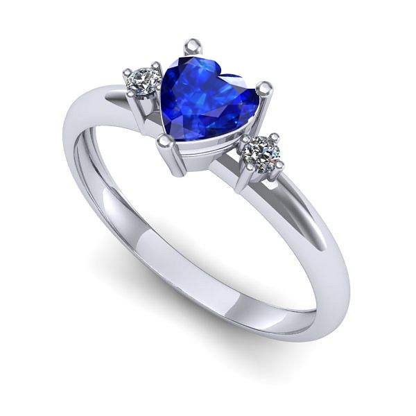 Inel logodna din aur alb cu safir