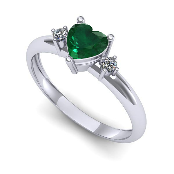 Inel logodna din aur alb cu smarald