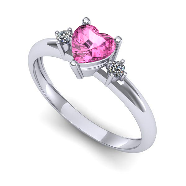 Inel de logodna din aur alb cu safir roz