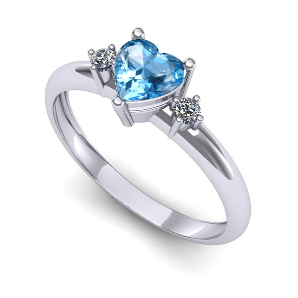 Inel de logodna din aur alb cu topaz blue