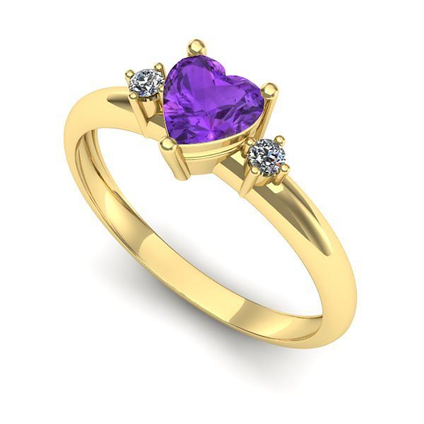 Inel logodna din aur galben cu ametist