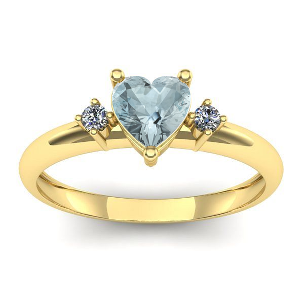 Inel de logodna cu aquamarin inima