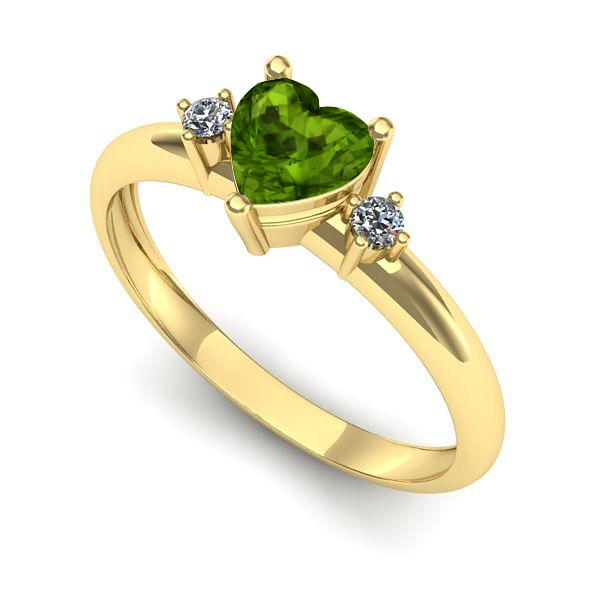 Inel logodna din aur galben cu peridot