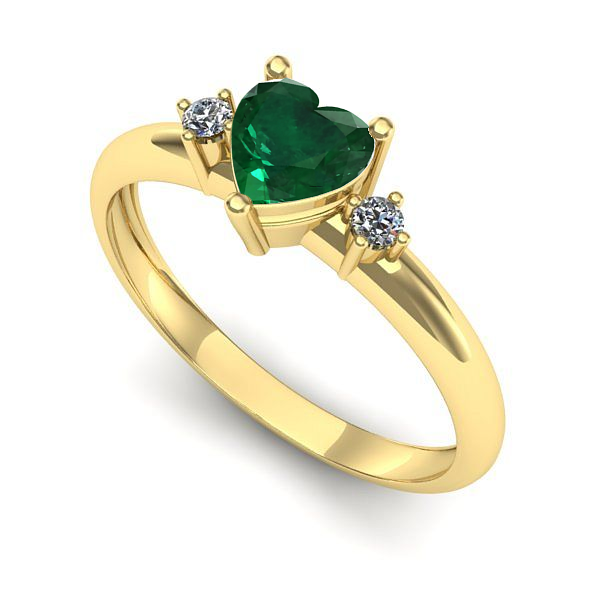 Inel logodna din aur galben cu smarald