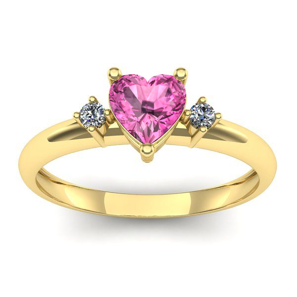 Inel de logodna cu safir roz inima