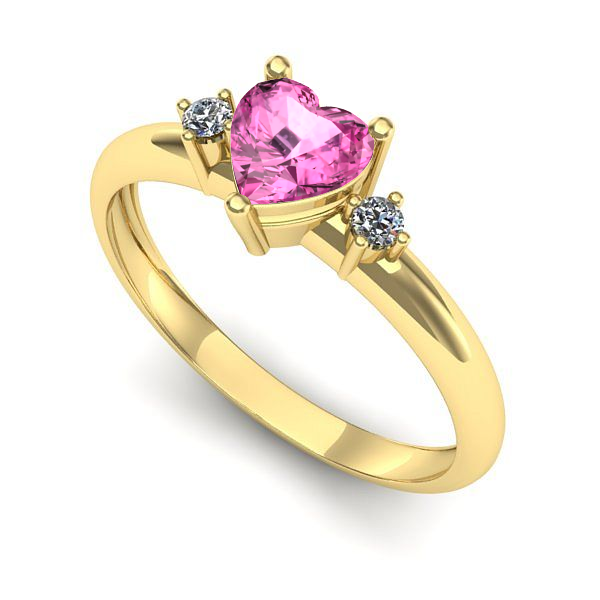 Inel logodna din aur galben cu safir roz