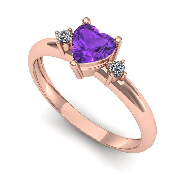 Inel de logodna din aur roz cu ametist