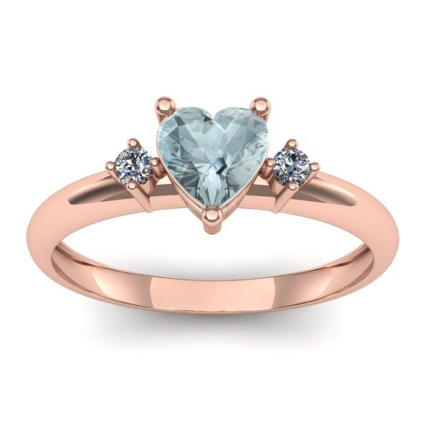 Inel cu aquamarin inima