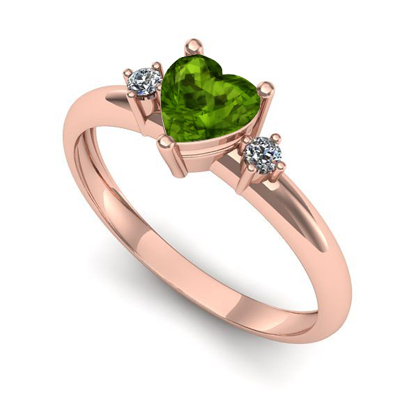 Inel logodna din aur roz cu peridot