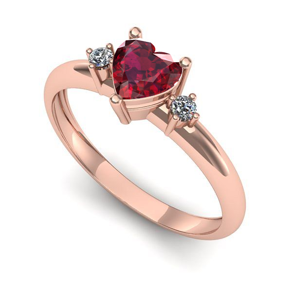 Inel de logodna din aur roz cu rubin